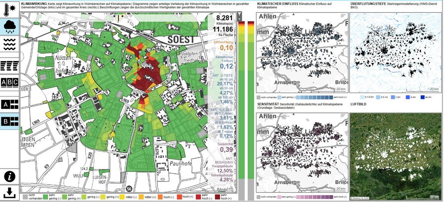 Screenshot aus der Karte Klimawirkungsanalyse