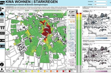 Screenshot aus der Karte Klimawirkungsanalyse