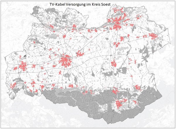 Karte TV-Kabelversorgung im Kreis Soest